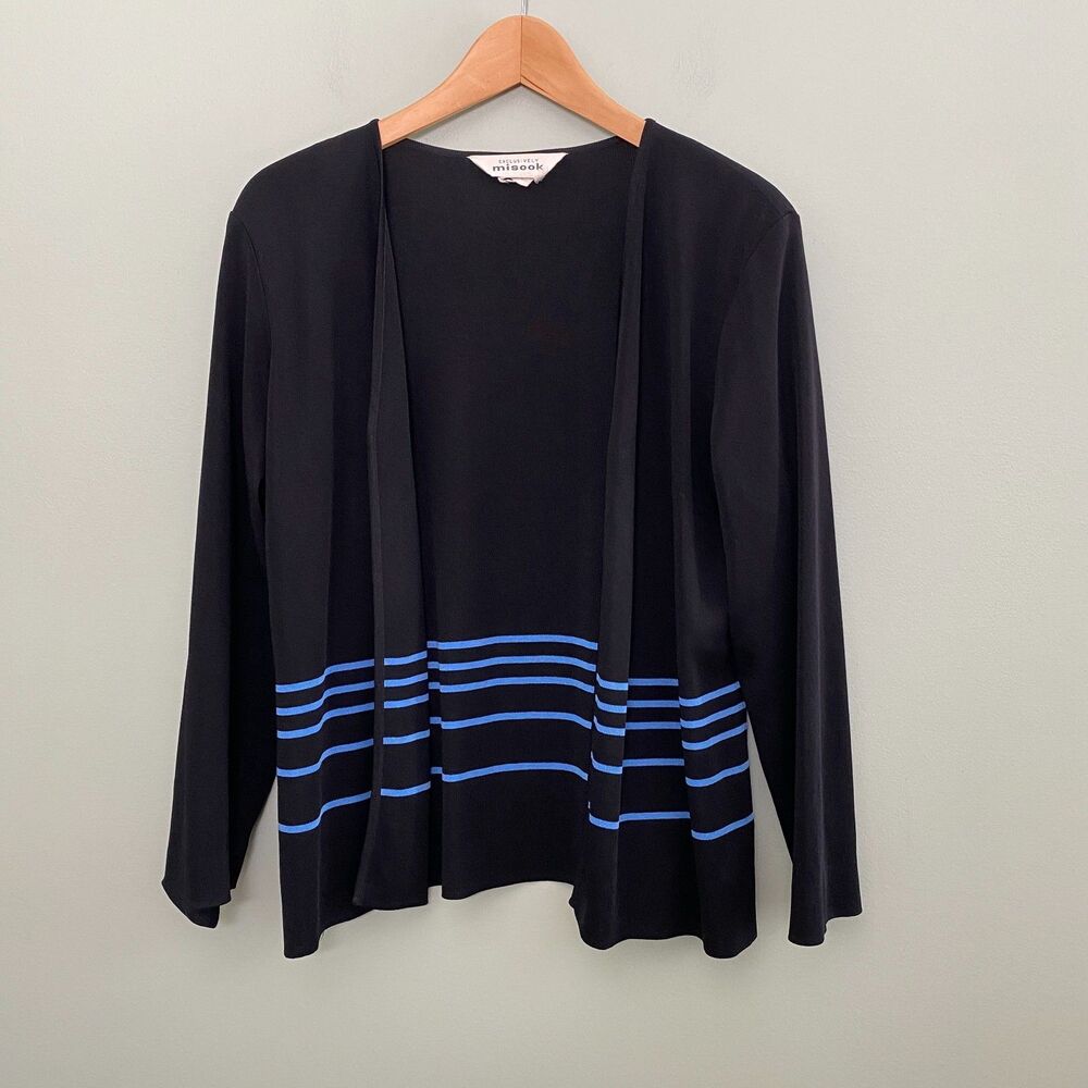 Exclusively Misook Cardigan Womens Medium Open Front Signature Knit Sweater VTG